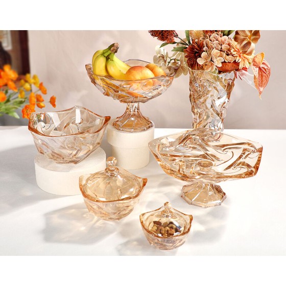 Lucky Cloud Fruit Bowls Glass Plates Amber Clear Ion Plating Glassware