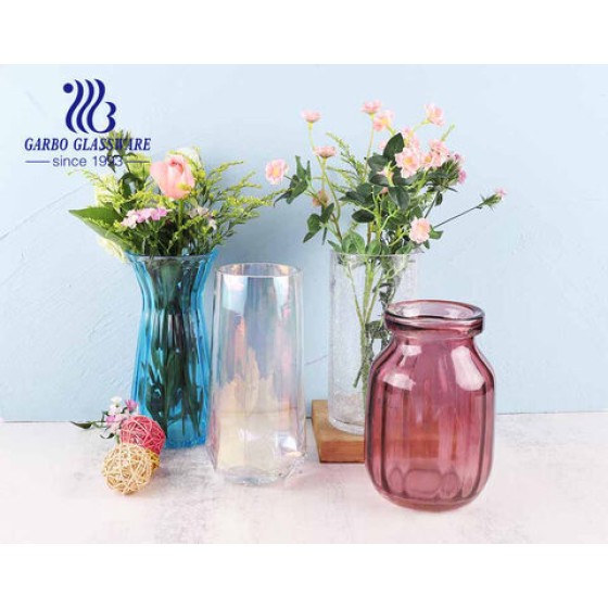 Fashion future series five star hotel glass vase flora holder rainbow color home decoration glasses
