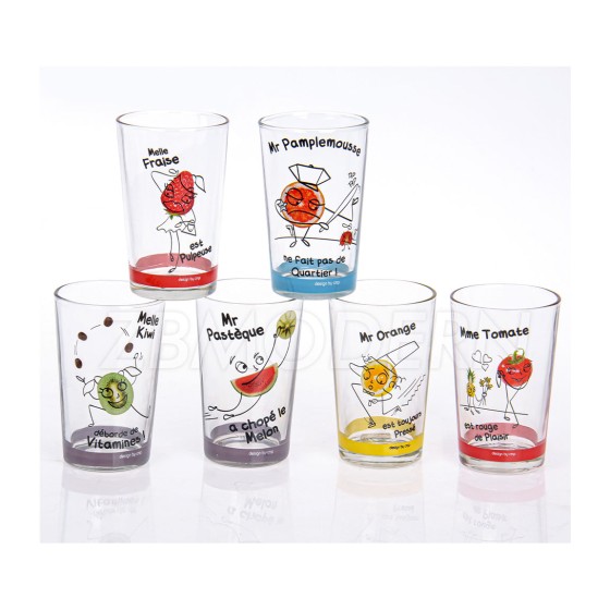 8 Oz 250ml Decal Glass water tea cup milk glass beer glass household cup Tumbler 6 set - Water Glasses - Drinking Glasses
