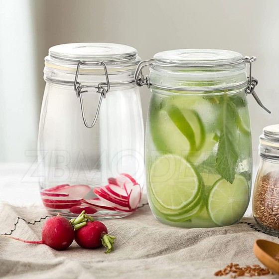 32oz Glass Jars with Airtight Lids Glass Storage Jars with Clamp Lids, Kitchen Canister for Food and Pantry