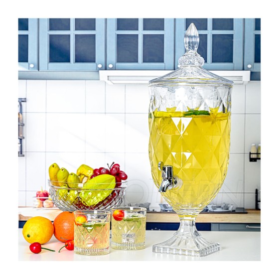 Wholesale 5L Large Capacity Embossed Iced Beverage Dispenser with Glass Lid and ABS Spigot Factory product