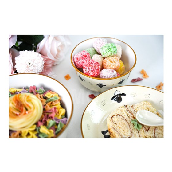 Quality Customized Ceramic Porcelain Children Dinnerware Set of 3, Include 7 inches plate, 4.8 inches & 6 inches bowl