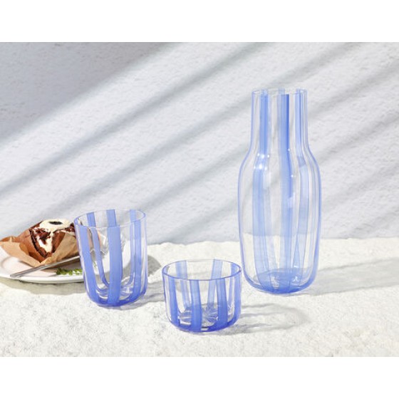 3pcs Vintage Glass Bottle Striped Line Glass Jug Glassware Water Sets